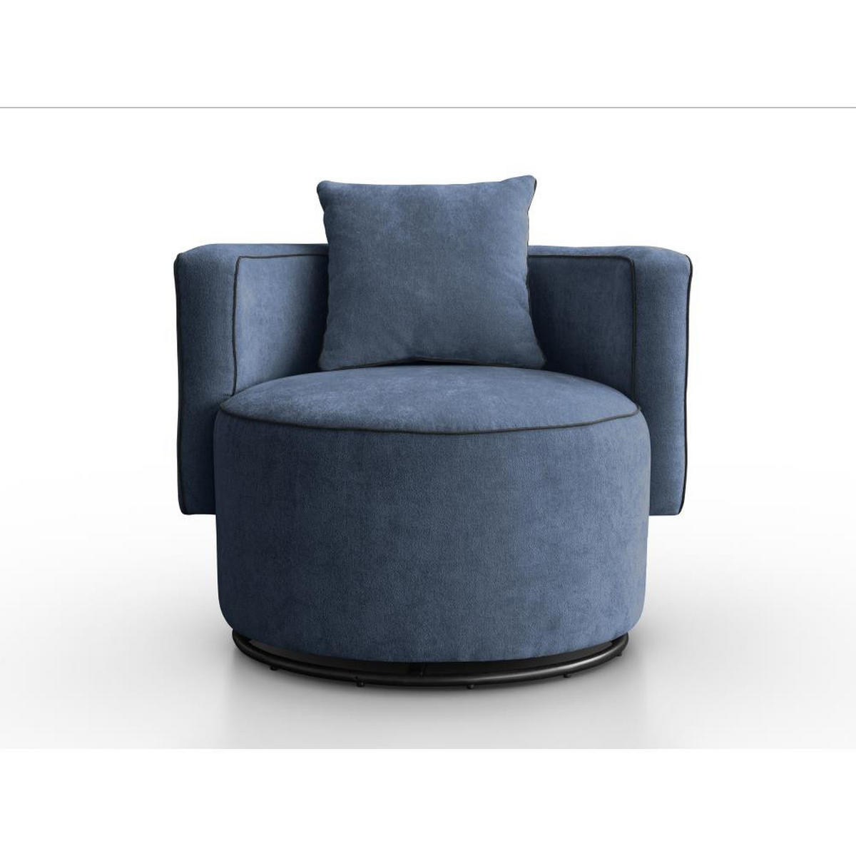DREHSESSEL Dolce dunkelblau velour - Schwarz/Dunkelblau, Textil (90/83/90cm) - Beautysofa