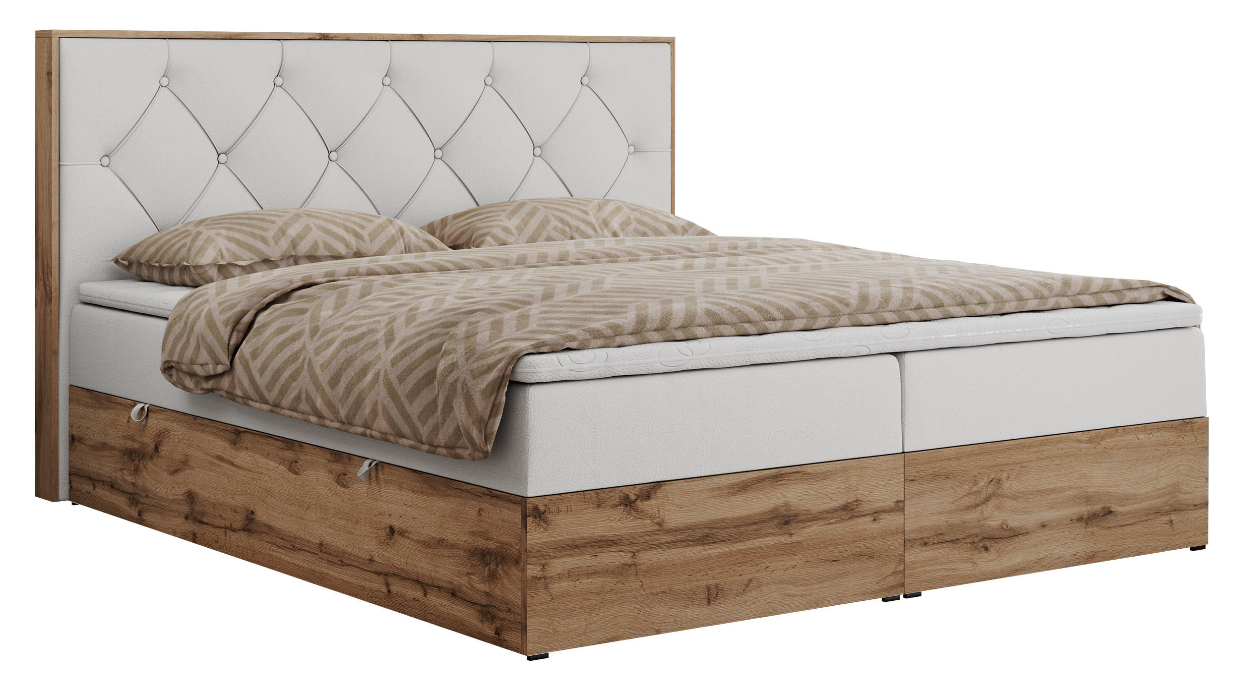BOXBETT VENETO 200/200 Weiß Kunstleder - H4 - Weiß, Holz/Textil (200/200cm) - MKS