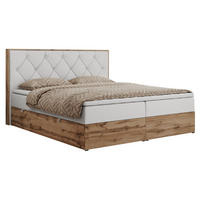 BOXBETT VENETO 180/200 Weiß Kunstleder - H3 - Weiß, Holz/Textil (180/200cm) - MKS