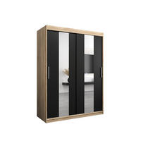 SCHWEBETÜRENSCHRANK 200/150/62 2-türig - Silberfarben/Schwarz, Holz/Kunststoff (150/200/62cm) - Abiks Möbel