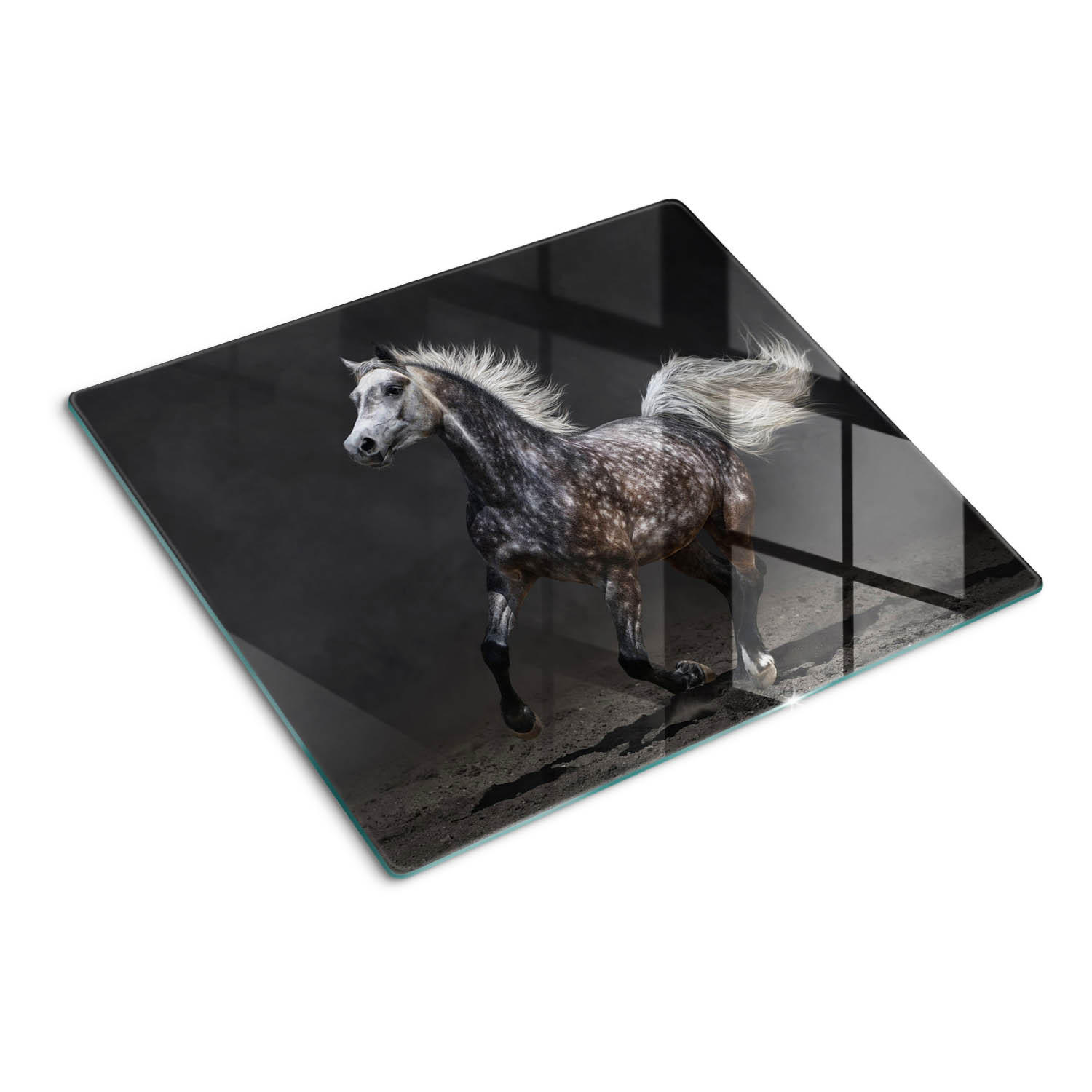 GLASPLATTE 60x52 cm Arabisches Pferd - Schwarz, Glas (60/52cm) - TULUP