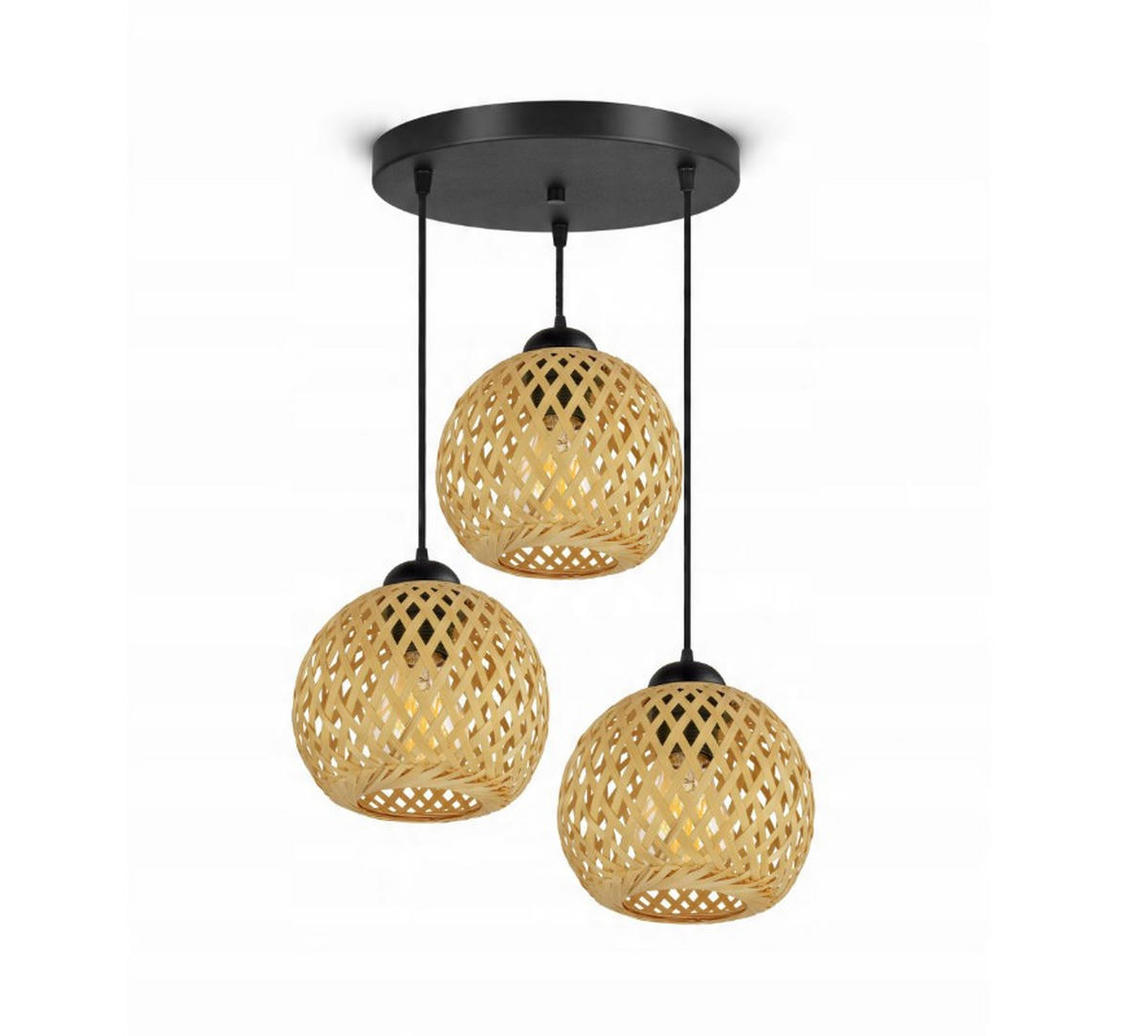 PENDELLEUCHTE BOHO - Beige/Schwarz, Holz/Metall (34/34/100cm) - kiki design