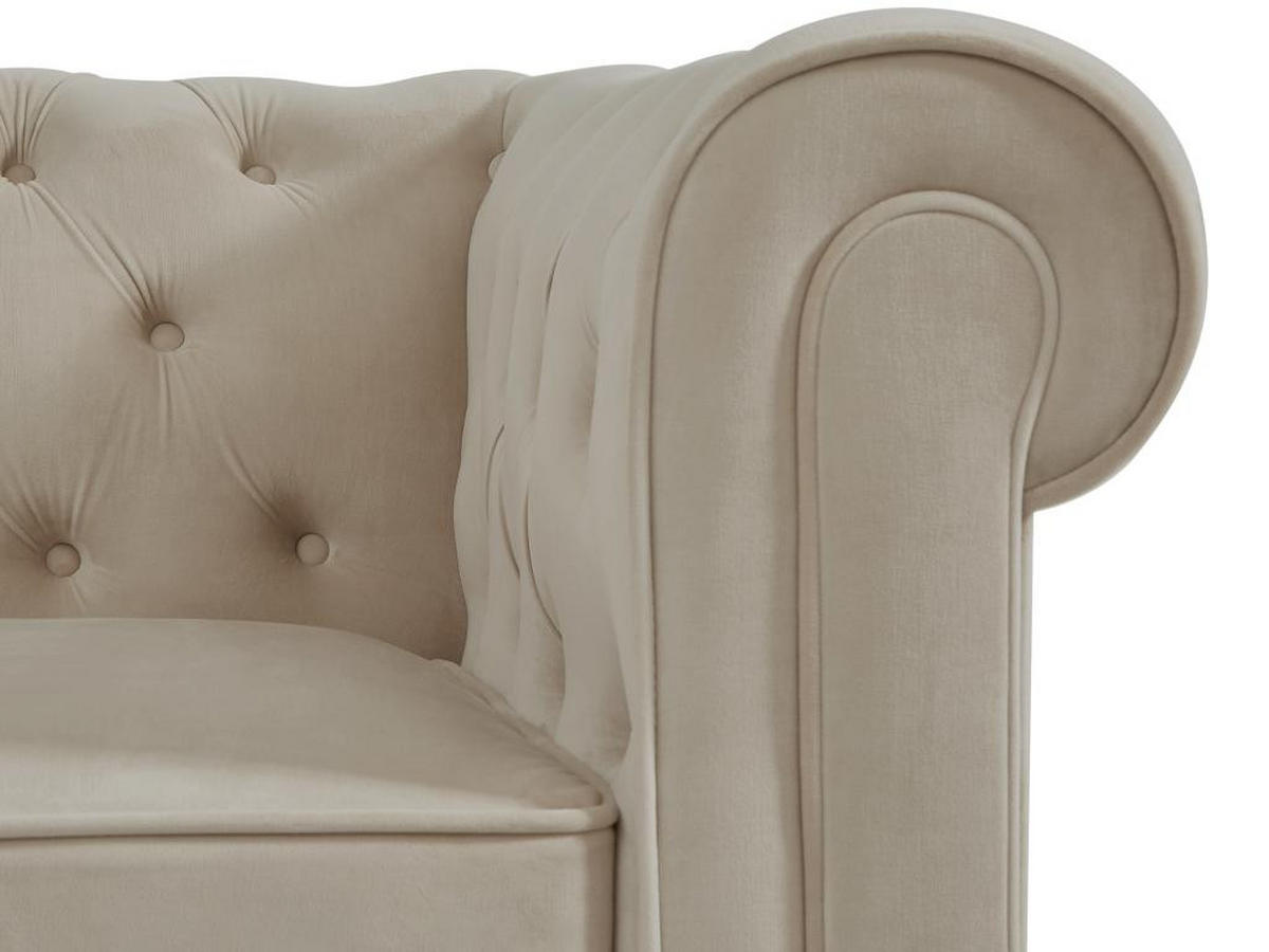 SOFA 2-Sitzer - Samt - Beige - CHESTERFIELD - Beige, Textil (88/72/168cm) - Vente-Unique