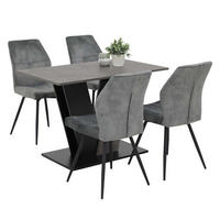 ESSGRUPPE Neelia, 5 tlg. - Tisch Betonoptik, 4 Stühle Grau - Schwarz/Grau, Holzwerkstoff/Textil (140/76/80cm) - Möbel Stellbrink