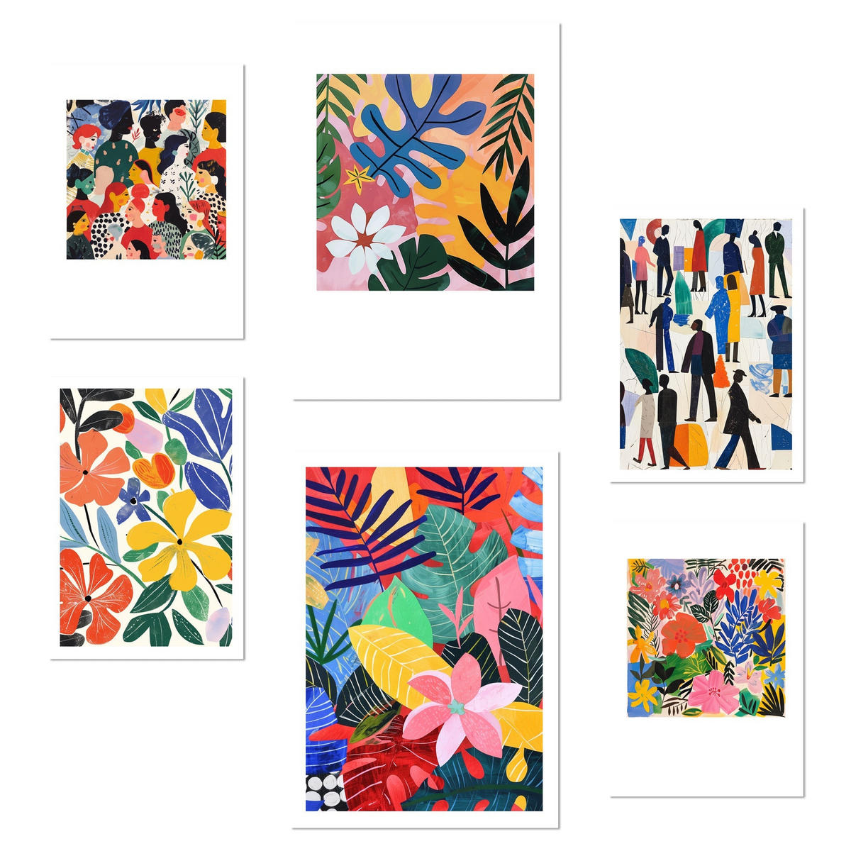 POSTER Set Mit 6 Farbenfrohe Inspiration Von Matisse A3 & A4 Rahmenlos - Klar, Papier (29/3cm) - Nacnic
