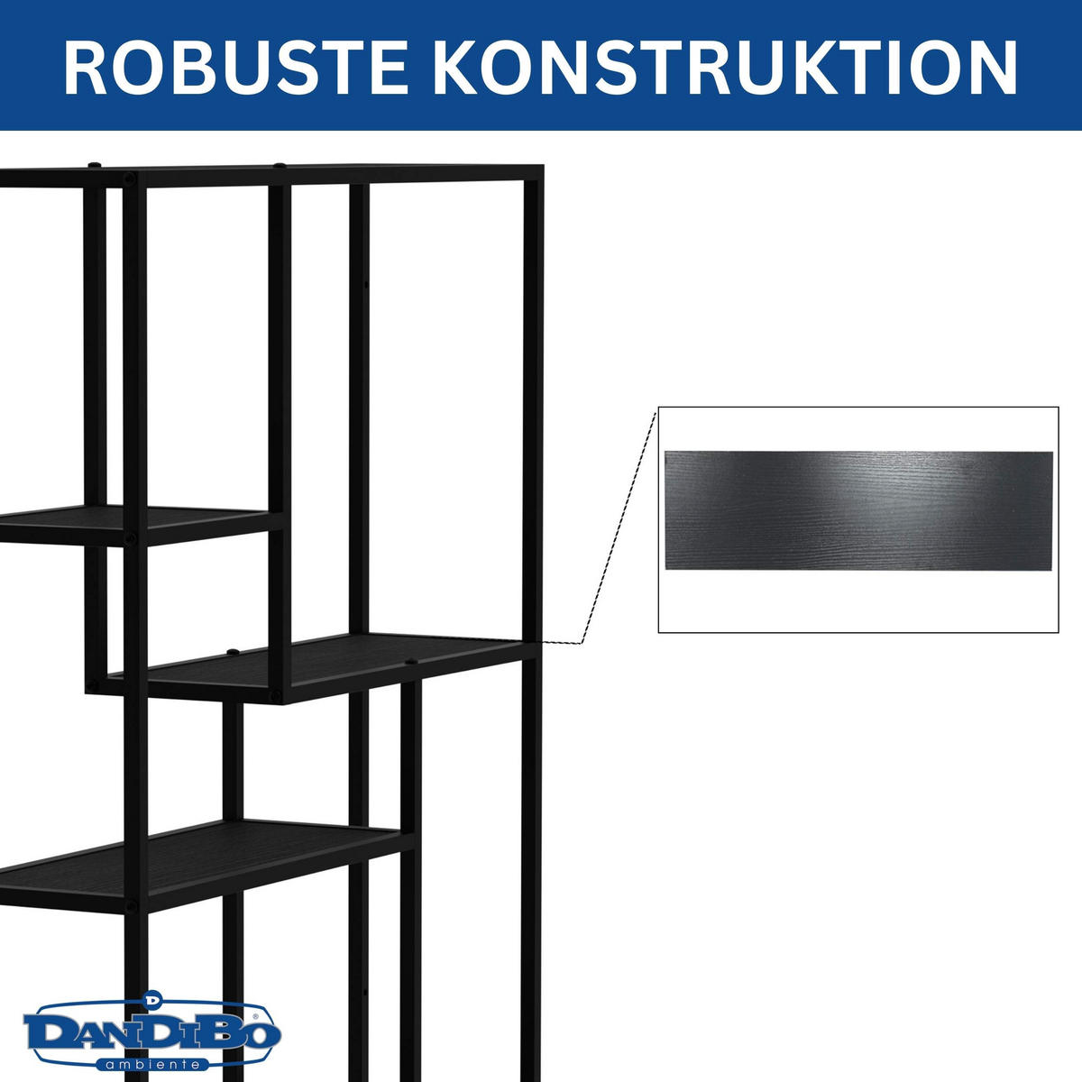 WANDREGAL Metall Schwarz Wandmontage 90x75x20 cm - Schwarz, Metall (75/91/20cm) - DanDiBo