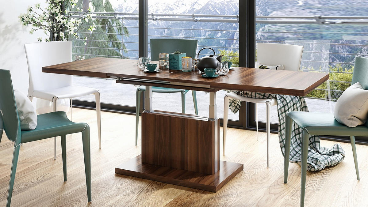 COUCHTISCH rechteckig Nussbaum ausziehbar höhenverstellbar - Nussbaumfarben, Holzwerkstoff (80/120/56cm) - designimpex