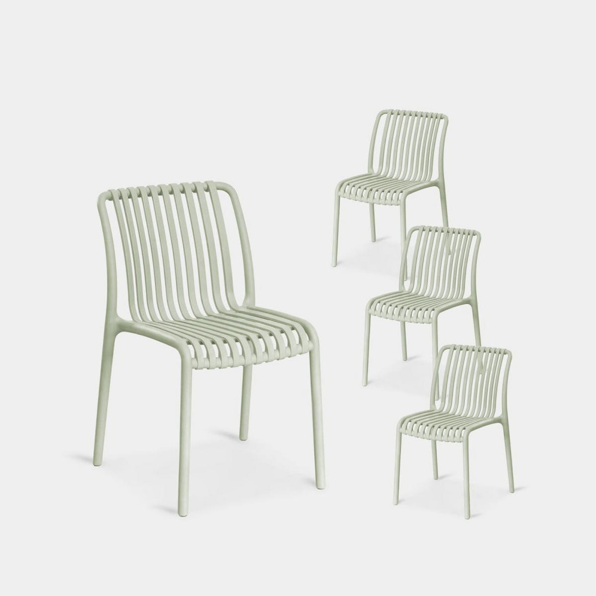 GARTENSTUHL Ollie Grün 45 cm x 78 cm 4er-Set - Grün, Kunststoff (45/78/62cm) - Klast Home