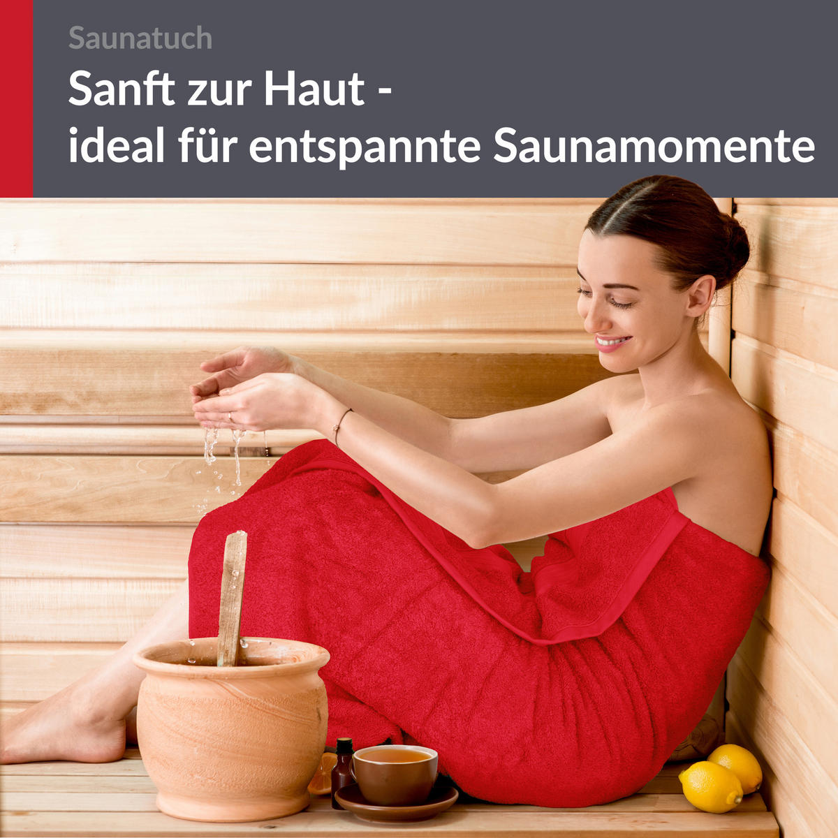 BADETUCH Linz Scharlach Rot 100x200 cm - Rot, Textil (100/200cm) - Lashuma