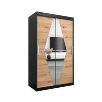 SCHWEBETÜRENSCHRANK 200/120/62 2-türig - Silberfarben/Schwarz, Holz/Kunststoff (120/200/62cm) - Abiks Möbel