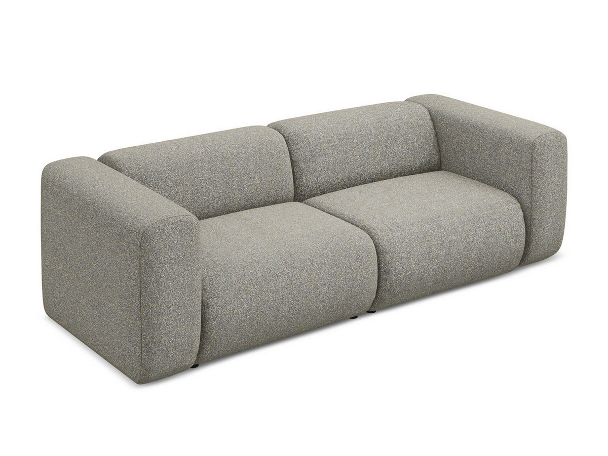 3-SITZER SOFA Strukturstoff Stoff Beige - Beige/Schwarz, Kunststoff/Textil (228/70/89cm) - Makamii