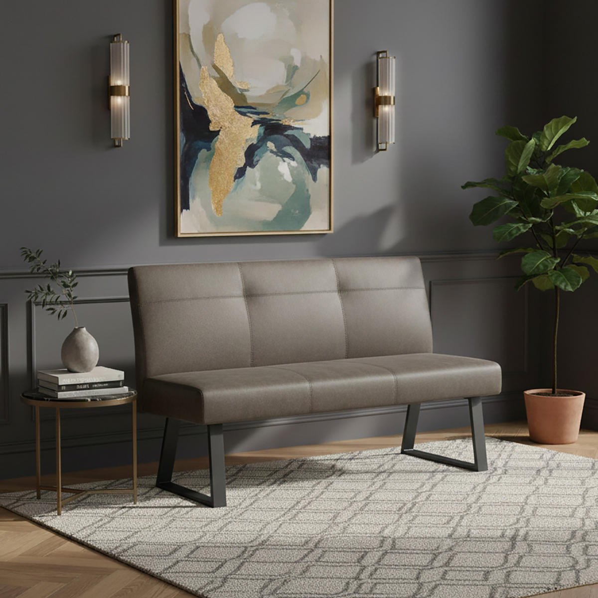 SITZBANK JOYCE - Taupe, Metall (140/91/66cm) - DUBI Möbel