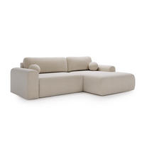 ECKSOFA Aurora Creme, mit Schlaffunktion in Lambi Stoff, rechte seite - Creme, Holzwerkstoff/Textil (257/177cm) - Bettso