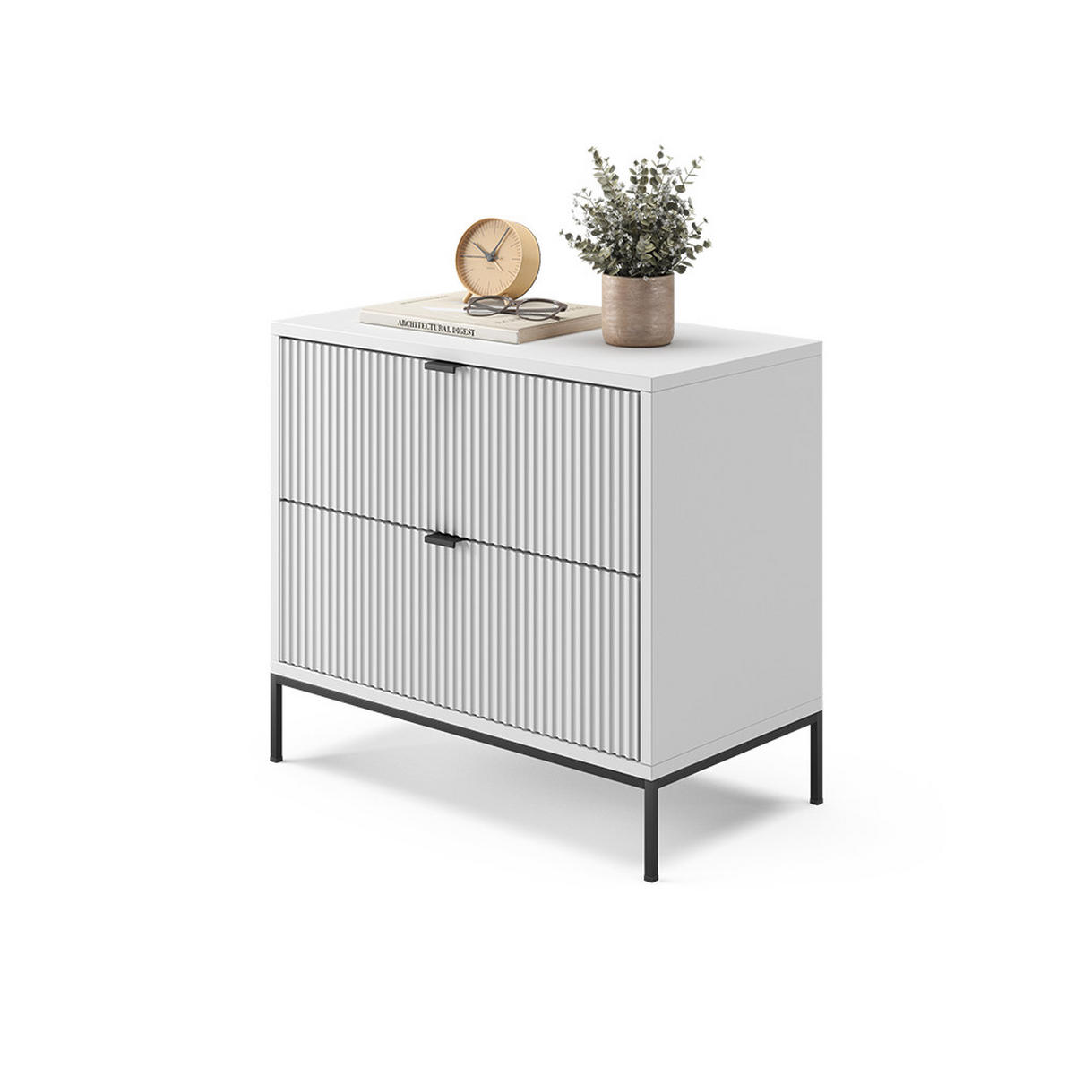 NACHTTISCH Eliza Weiß 66 x 60 cm mit 2 Schubladen - Weiß, Holzwerkstoff (66/60/36cm) - Vicco