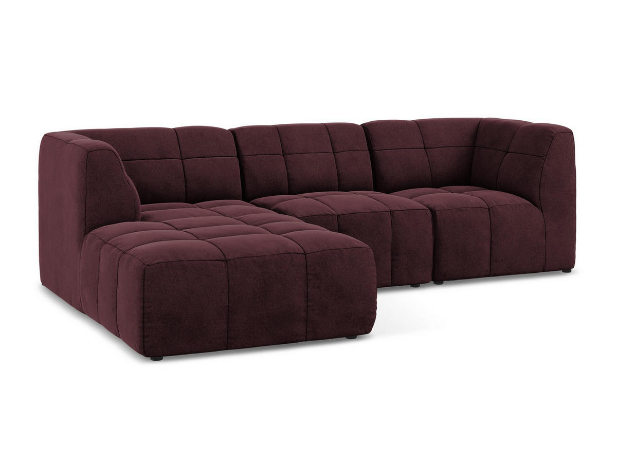 ECKSOFA Rechts Bouclé Stoff Braun - Schwarz/Mokka, Holzwerkstoff/Kunststoff (248/166cm) - Makamii