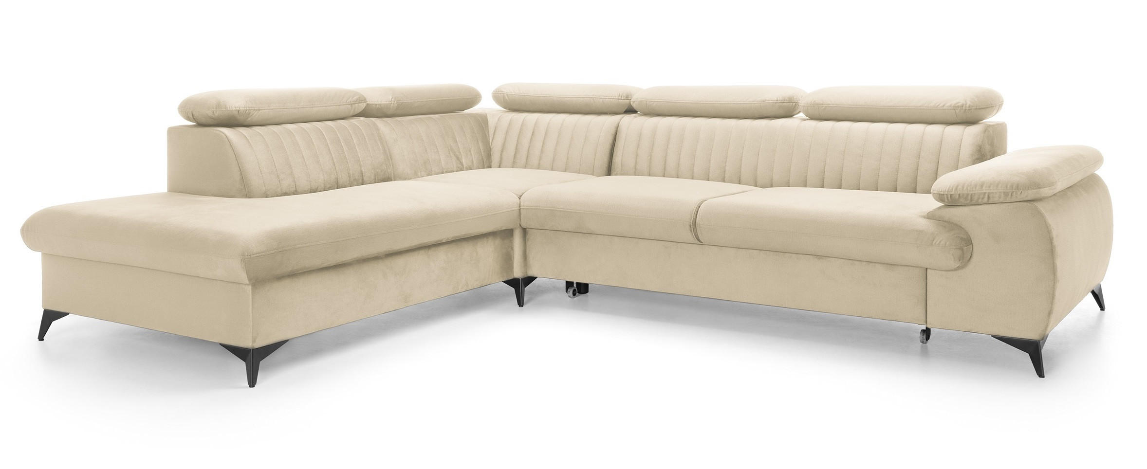 ECKSOFA 275 cm mit verstellbaren Kopfstützen Xanto L, Links, Creme - Creme, Holz (275/221cm) - Emporius