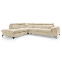 ECKSOFA 275 cm mit verstellbaren Kopfstützen Xanto L, Links, Creme - Creme, Holz (275/221cm) - Emporius