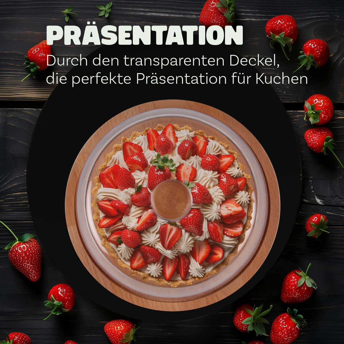 SERVIERPLATTE Buchenholz mit Haube Ø24 cm - Transparent, Kunststoff (24/12/24cm) - Bestlivings