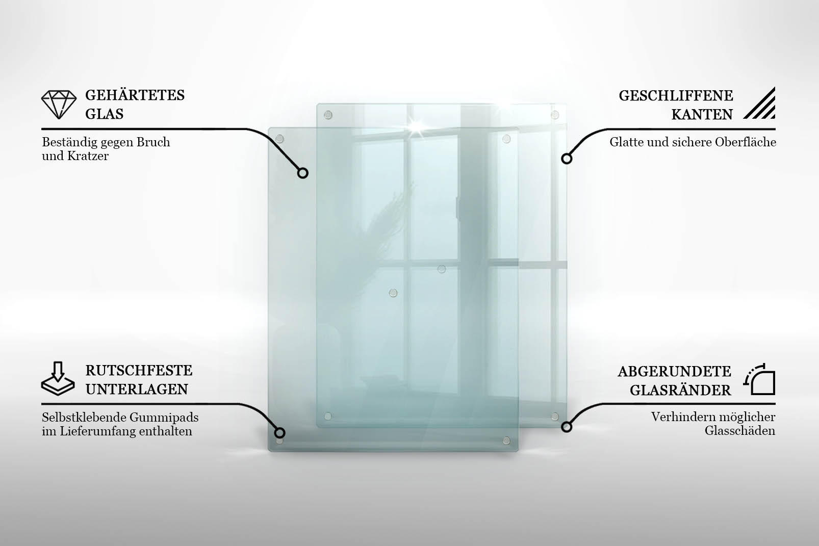 Thumbnail - Wallfluent Glasplatte, Transparent, Glas, Rechteckig, 52x0.4x40 cm, Esszimmer, Tische, Esstische, Tischsysteme, Tischpla...