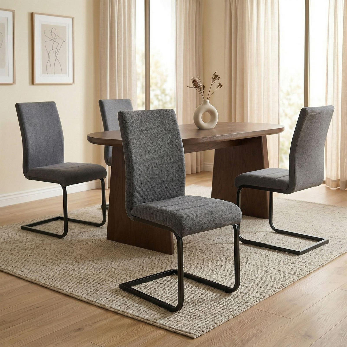 SCHWINGSTUHL LETTICIA 4ER-SET - Anthrazit, Textil (44/97/59cm) - IDIMEX