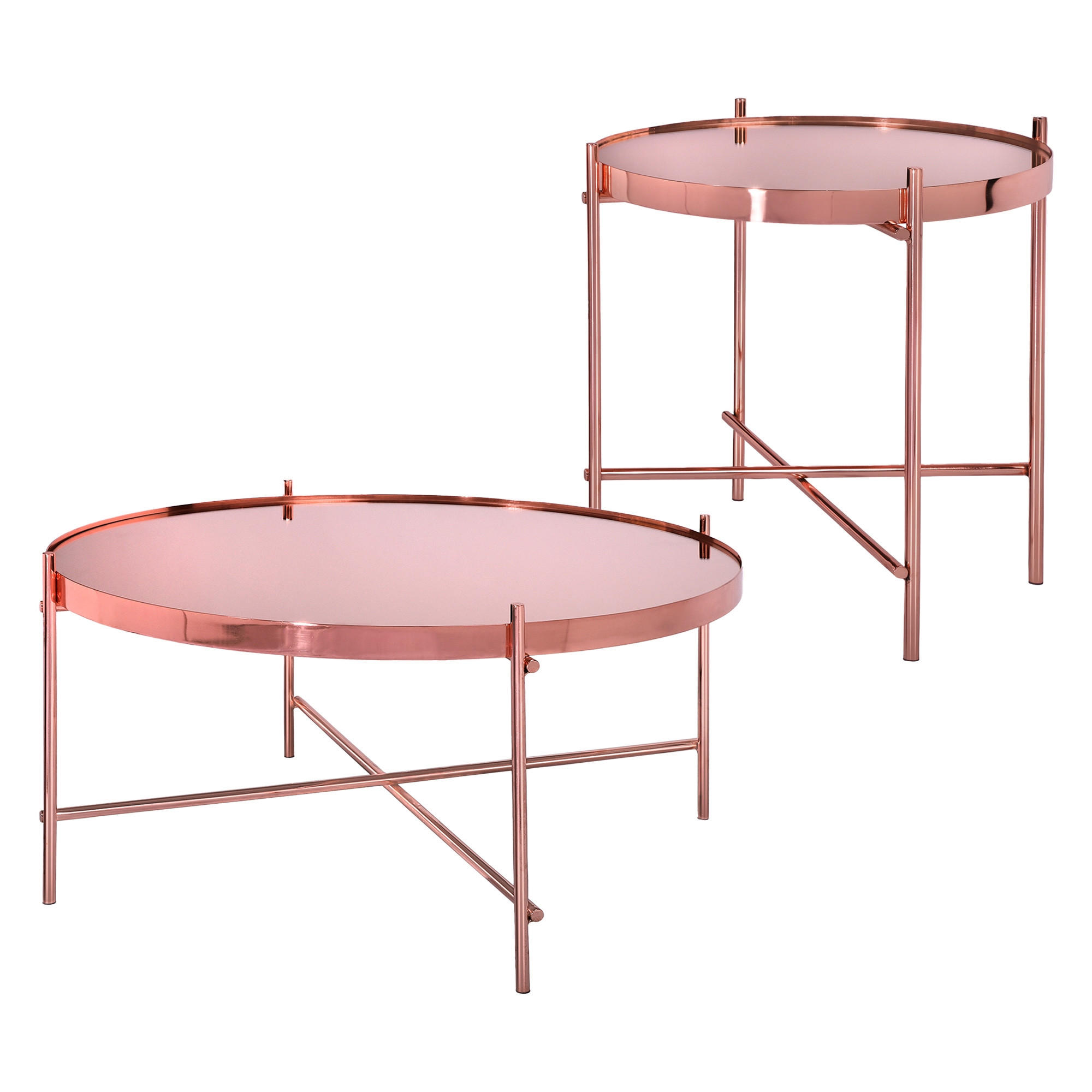 COUCHTISCH Kupfer 43/43/45 - 75/75/35 cm 2er Set - Kupferfarben, Metall (75/75/35cm) - WOMO-DESIGN