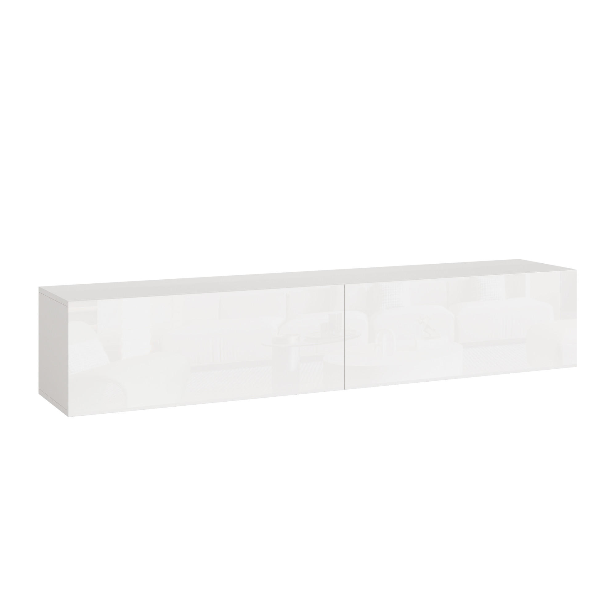 HÄNGELOWBOARD Evaton - Weiß Hochglanz, Holzwerkstoff (160/30/31.5cm) - [en.casa]