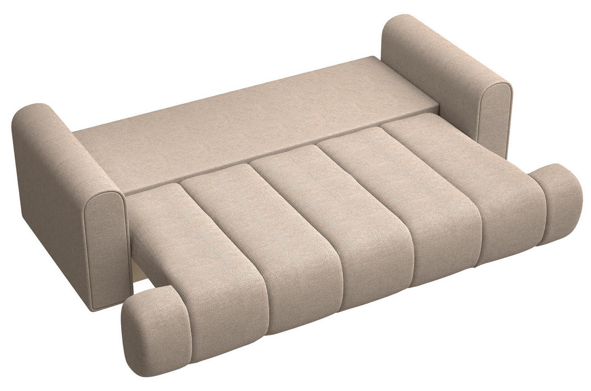 3-SITZER-SOFA Dandelino Beige mit Schlaffunktion - Beige/Schwarz, Kunststoff/Textil (250/90/112cm) - Selsey