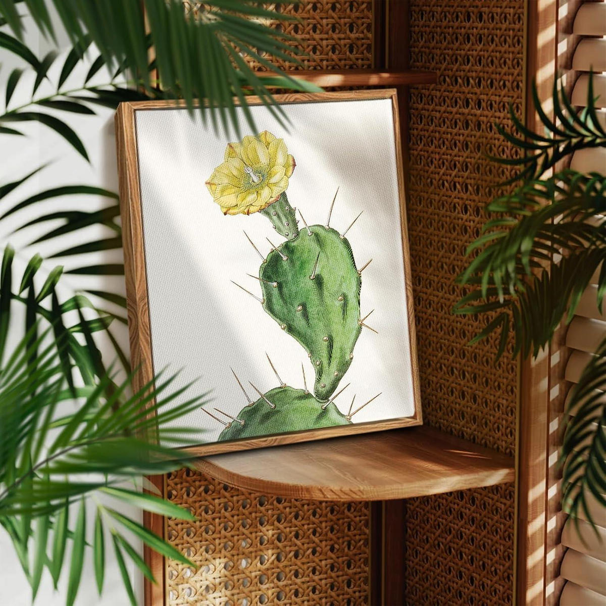 LEINWANDBILD mit Rahmen Botanisch Opuntie 30 x 40 cm - Grün, Holz (30/0.5cm)