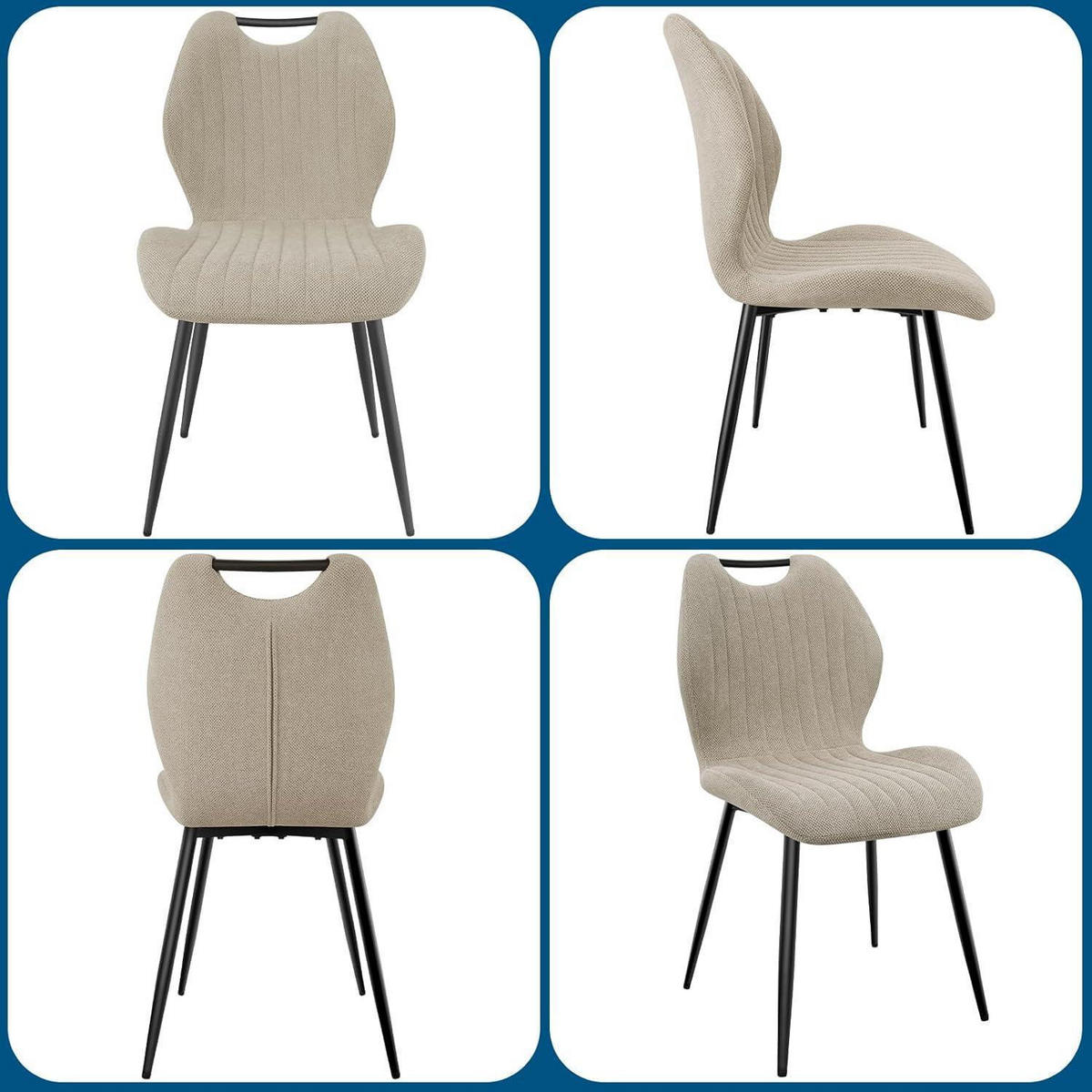 ESSZIMMERSTÜHLE 6er Set Stoff Graubraun - Beige, Textil (44/88/41cm)