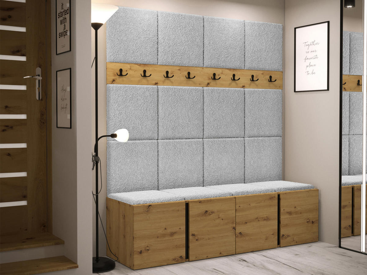 GARDEROBEN-SET Orion V - Hellgrau/Eiche Artisan, Holzwerkstoff/Kunststoff (168/186/46cm) - MIRJAN24