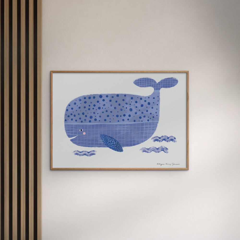 POSTER mit Rahmen Wild Apple - Whale - Blau/Eichefarben, Holz/Papier (30/40cm) - Poster&Frame