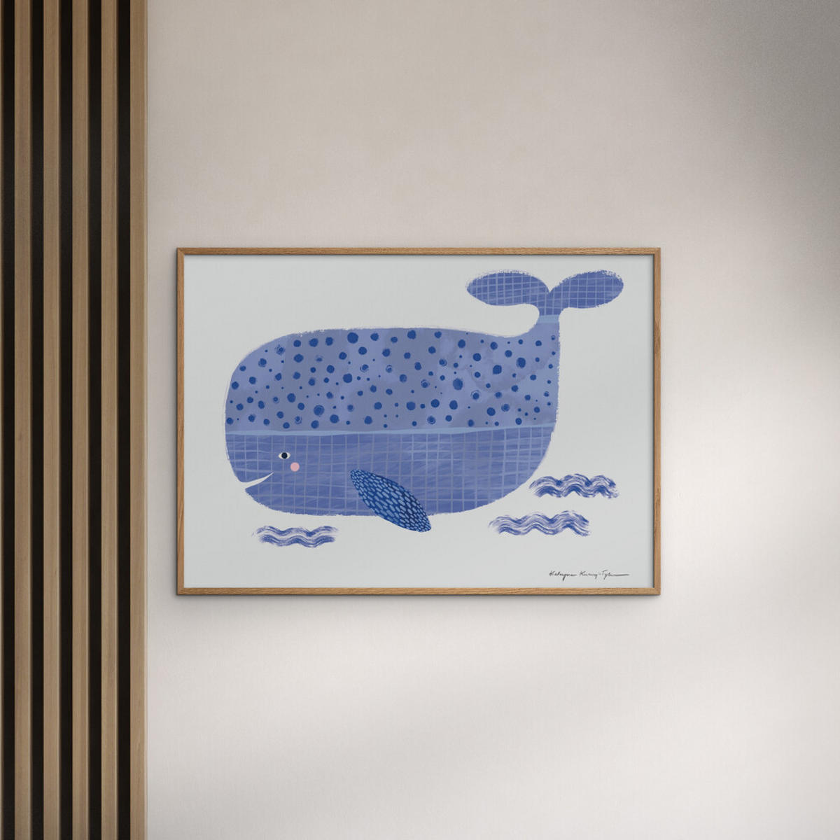 POSTER mit Rahmen Wild Apple - Whale - Blau/Eichefarben, Holz/Papier (30/40cm) - Poster&Frame
