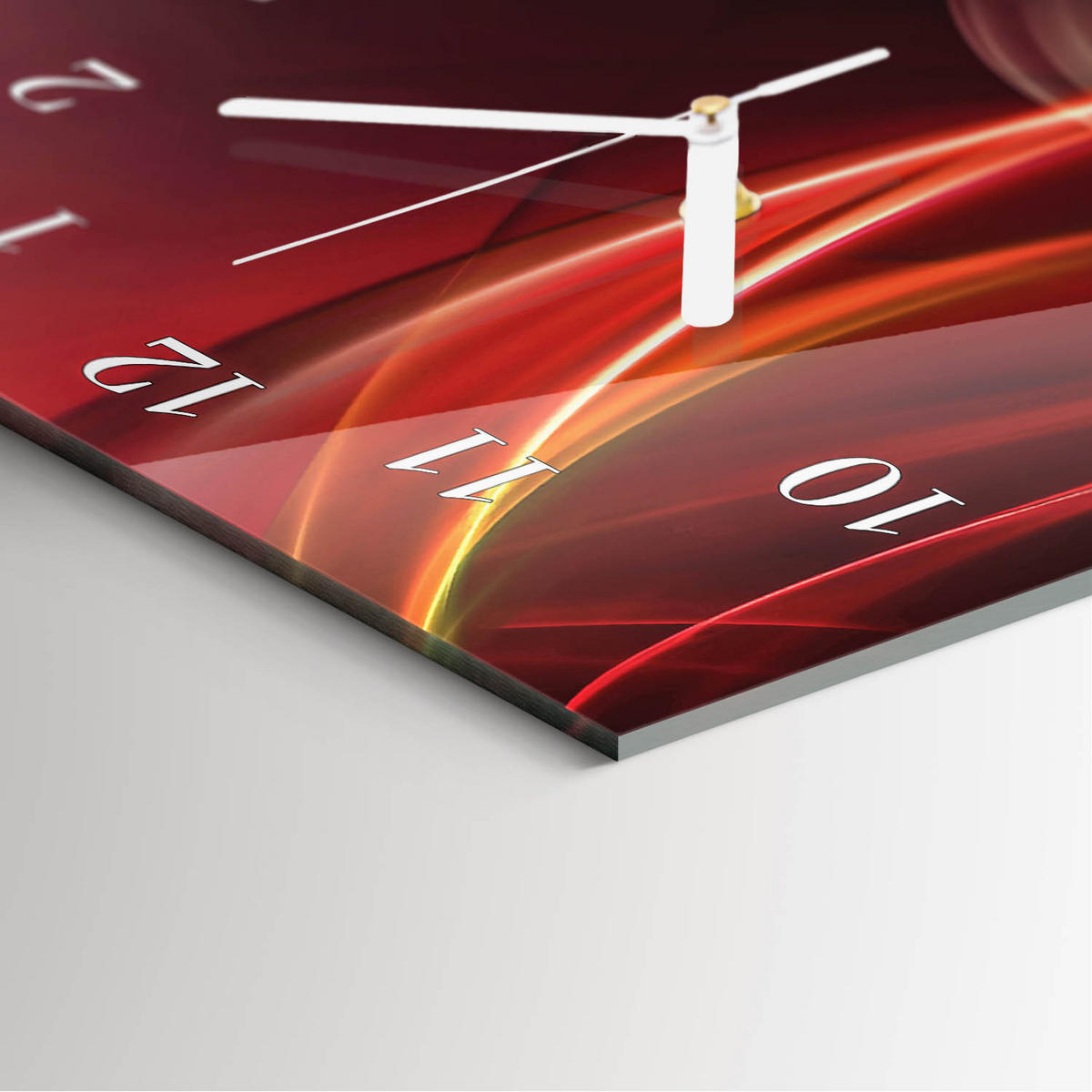WANDUHR 30x60 cm - Abstraktion - Rot, Glas (30/60/0.4cm) - TULUP