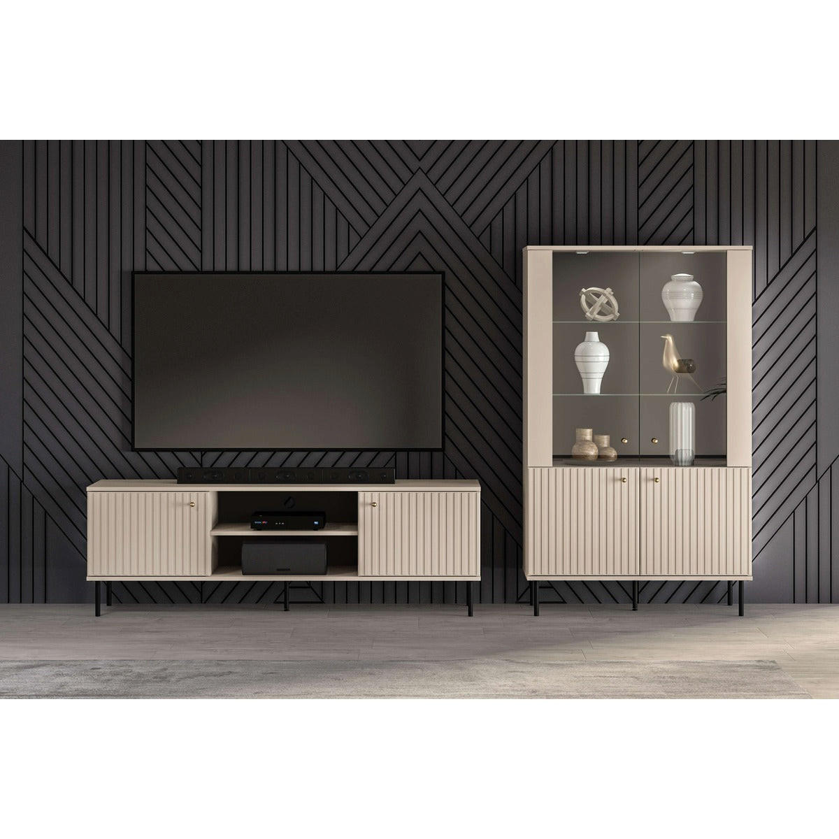 WOHNZIMMER Set 2-tlg. – Sophie – Kaschmir - Kaschmir, Holzwerkstoff (160/53/40cm) - hi-markt