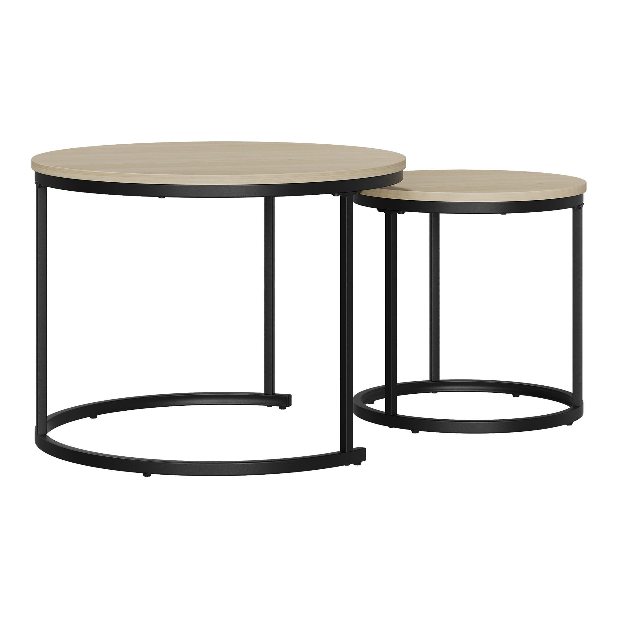 COUCHTISCH-SET Eichefarben 2er-Set 60/60/45 cm - Eichefarben, Metall (60/60/45cm) - PANGIVO