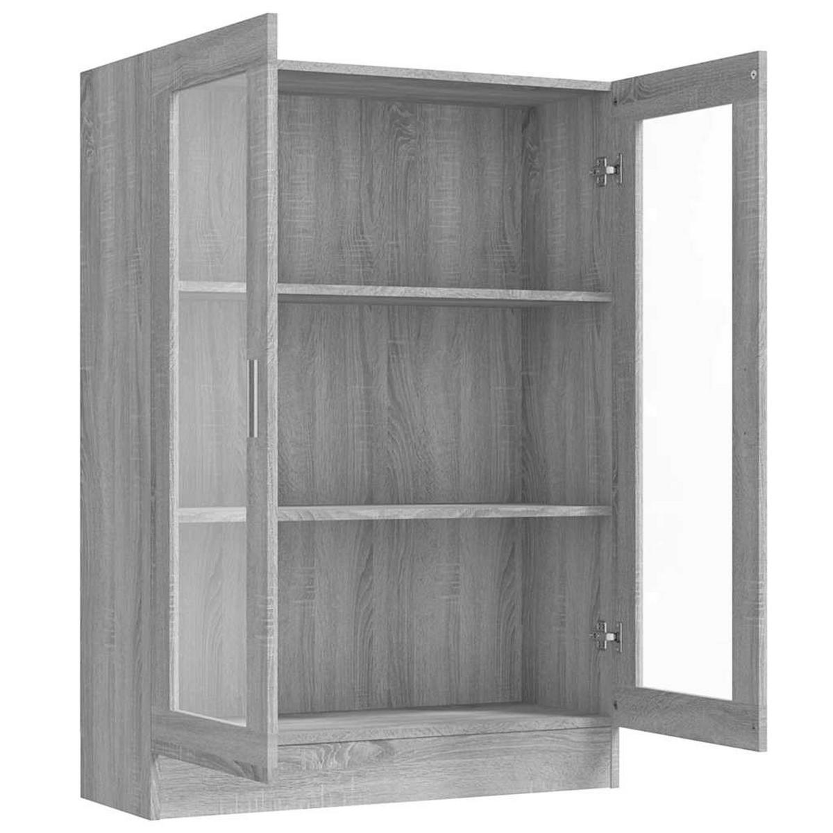 VITRINENSCHRANK mit 3 Fächern, 2 Glastüren 82,5/30,5/115 cm aus Holzwerkstoff Grau Sonoma Dekor - Silbereichenfarben, Holz (82.5/115/30.5cm) - vidaXL