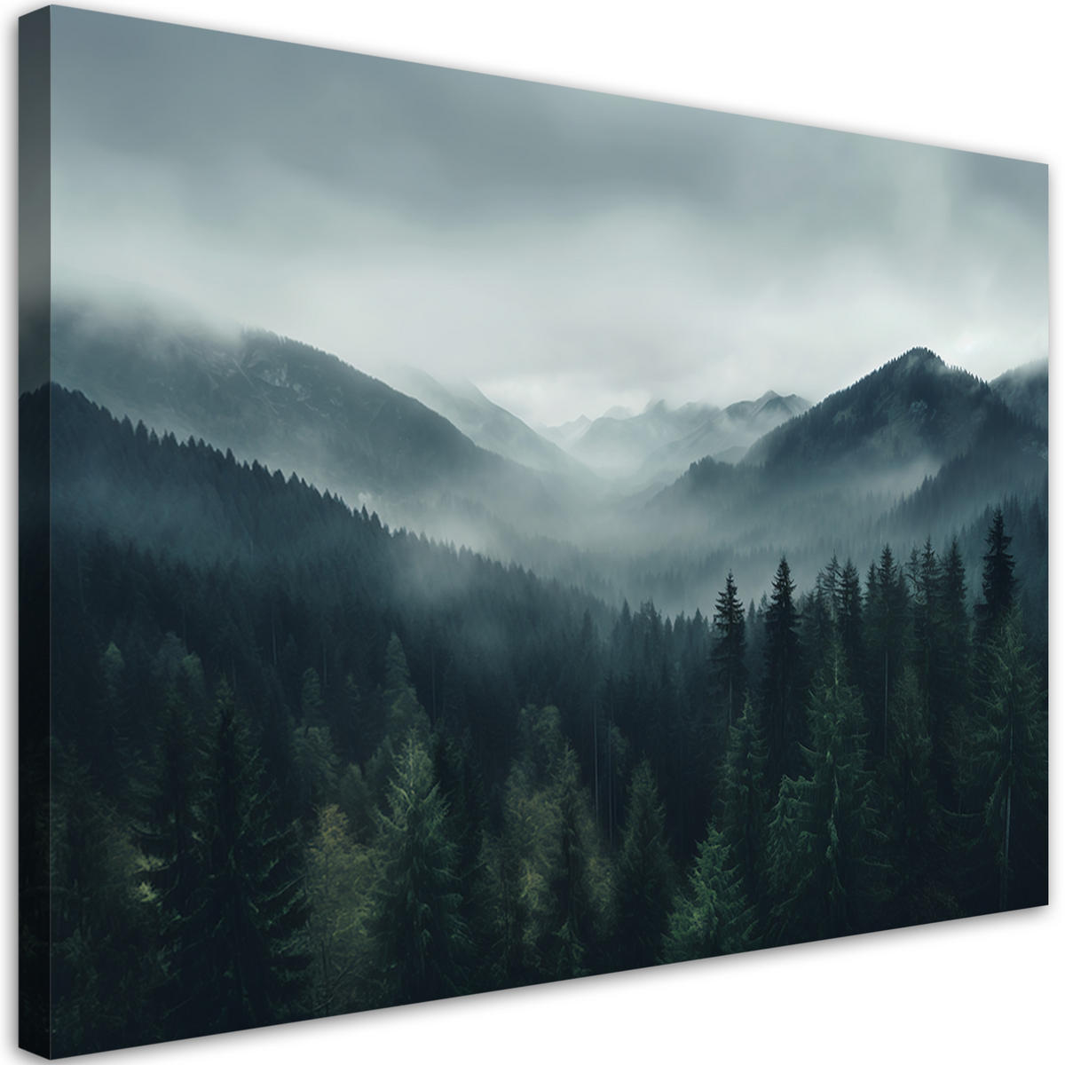 WANDBILD wald im nebel - Grau, Textil (60/40cm) - Feeby