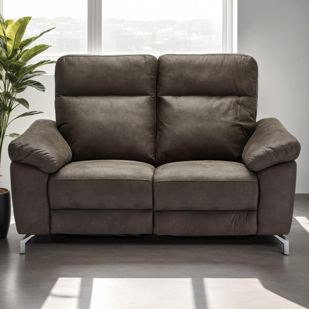 ZWEISITZER-SOFA Mikrofaser Braun (Taupe) - Braun, Leder/Metall (162/101/96cm) - Furnhouse