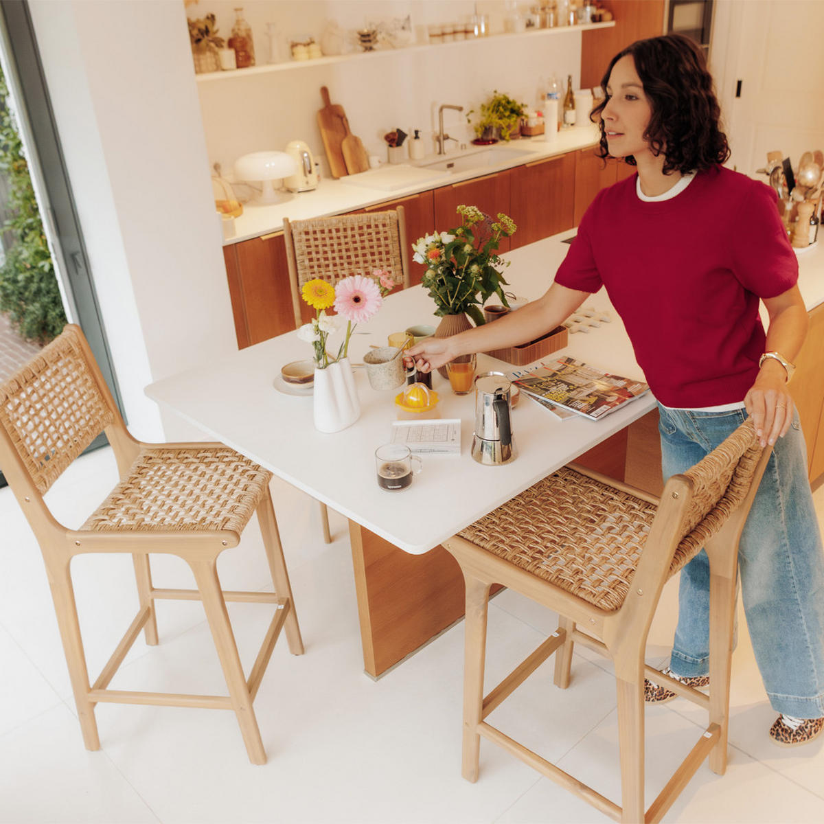 BARHOCKER - Klares Holz - 2er-Set - Eschefarben, Holz (45/110/57cm) - Drawer