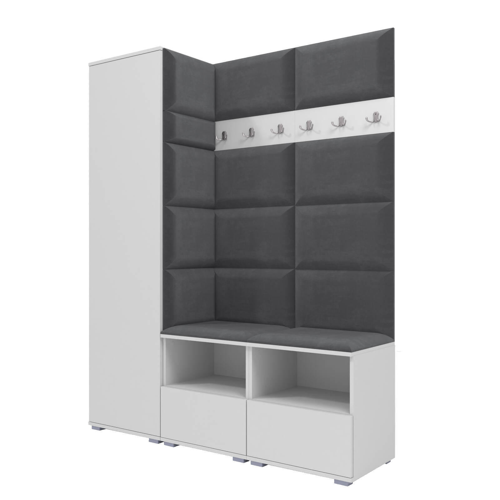 XXXLutz Garderoben-Set Weiß, Dunkelgrau 150x187x40 cm