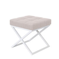 HOCKER LIND 45/45/45 cm, Weiß / Hellbeige - Sandfarben/Weiß, Textil/Metall (45/45/45cm) - Idohome