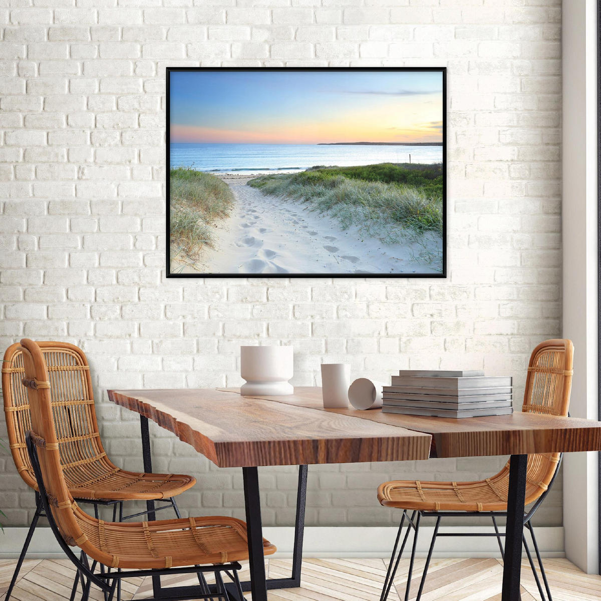 BILDER mit Rahmen Strand Meer Blau 100x70 cm - Multicolor, Holzwerkstoff (100/70cm) - Wallarena