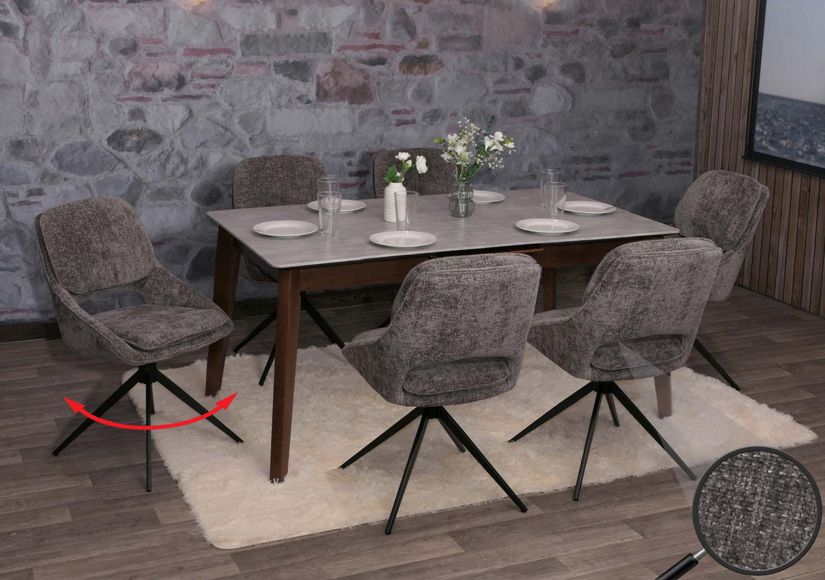 ESSZIMMERSTUHL Grau 6er-Set - Grau, Textil (55/87/55cm) - MCW