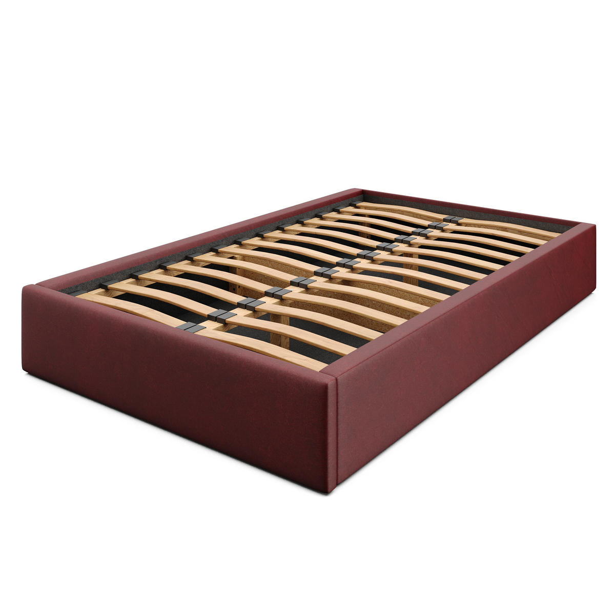 POLSTERBETT 120x200cm Bett mit Stauraum Lattenrost Weinrot - Weinrot, Holz/Holzwerkstoff (120/200cm) - Muralo
