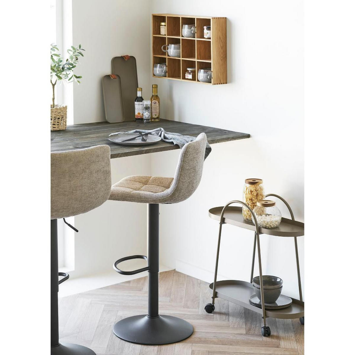 BARHOCKER, Anea, Grau, Metall / Polyester, 45 x 43 x 88 cm - Grau, Textil/Metall (45/88/43cm) - ebuy24