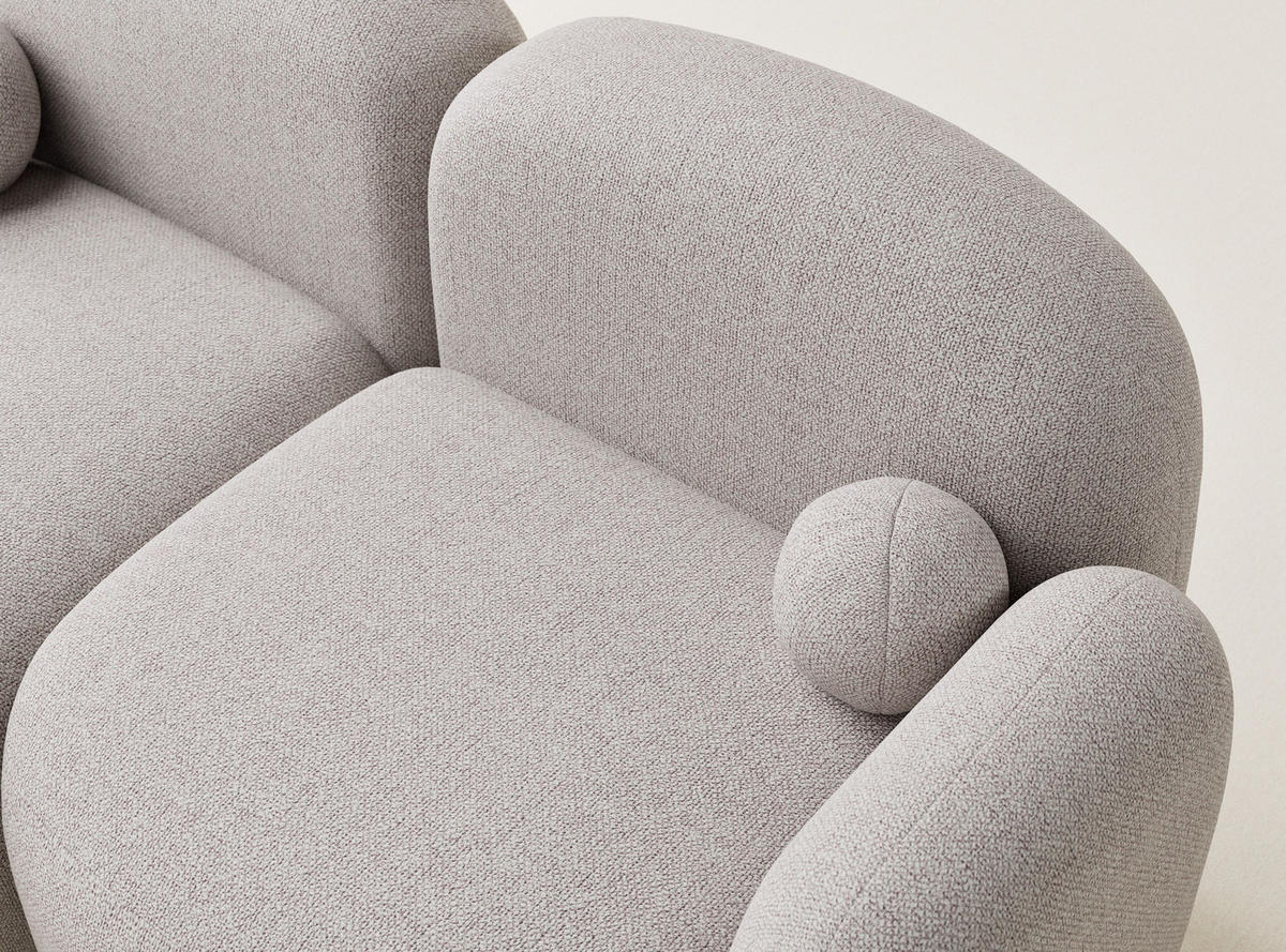 ECKSOFA Bahama Beige Webstoff - Links Seite - Beige/Schwarz, Holz/Holzwerkstoff (146/190cm) - Maison de Reve