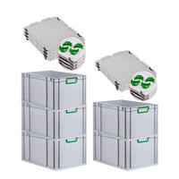 EUROBOX 5x Nextgen Color Mit Auflagedeckel 32x40x60cm Griffe Grün Geschlossen - Grün, Kunststoff (40/32/60cm) - PROREGAL