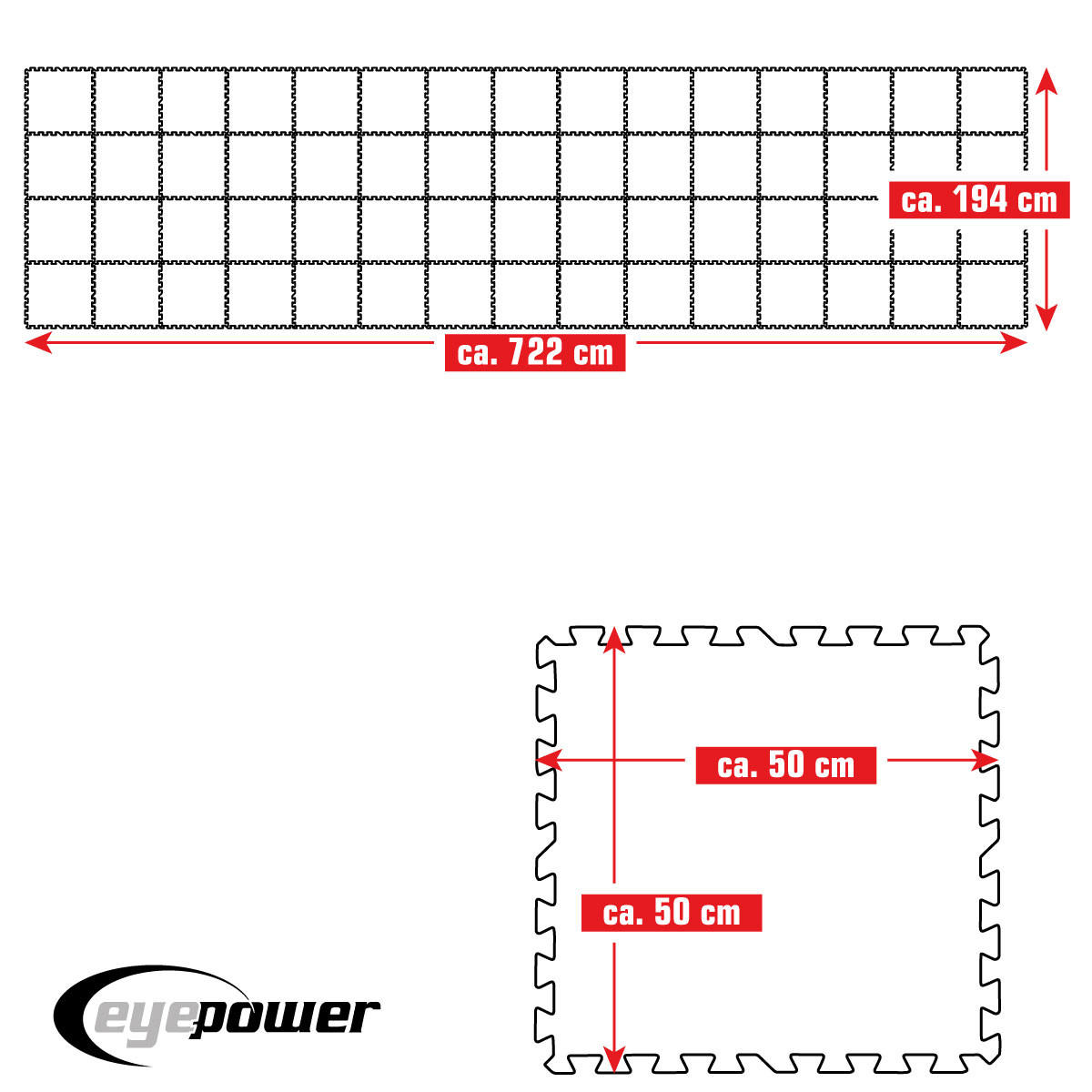POOLMATTEN 14m² 60 EVA Matten 50 cm Blau - Blau, Kunststoff (50/50cm) - eyepower