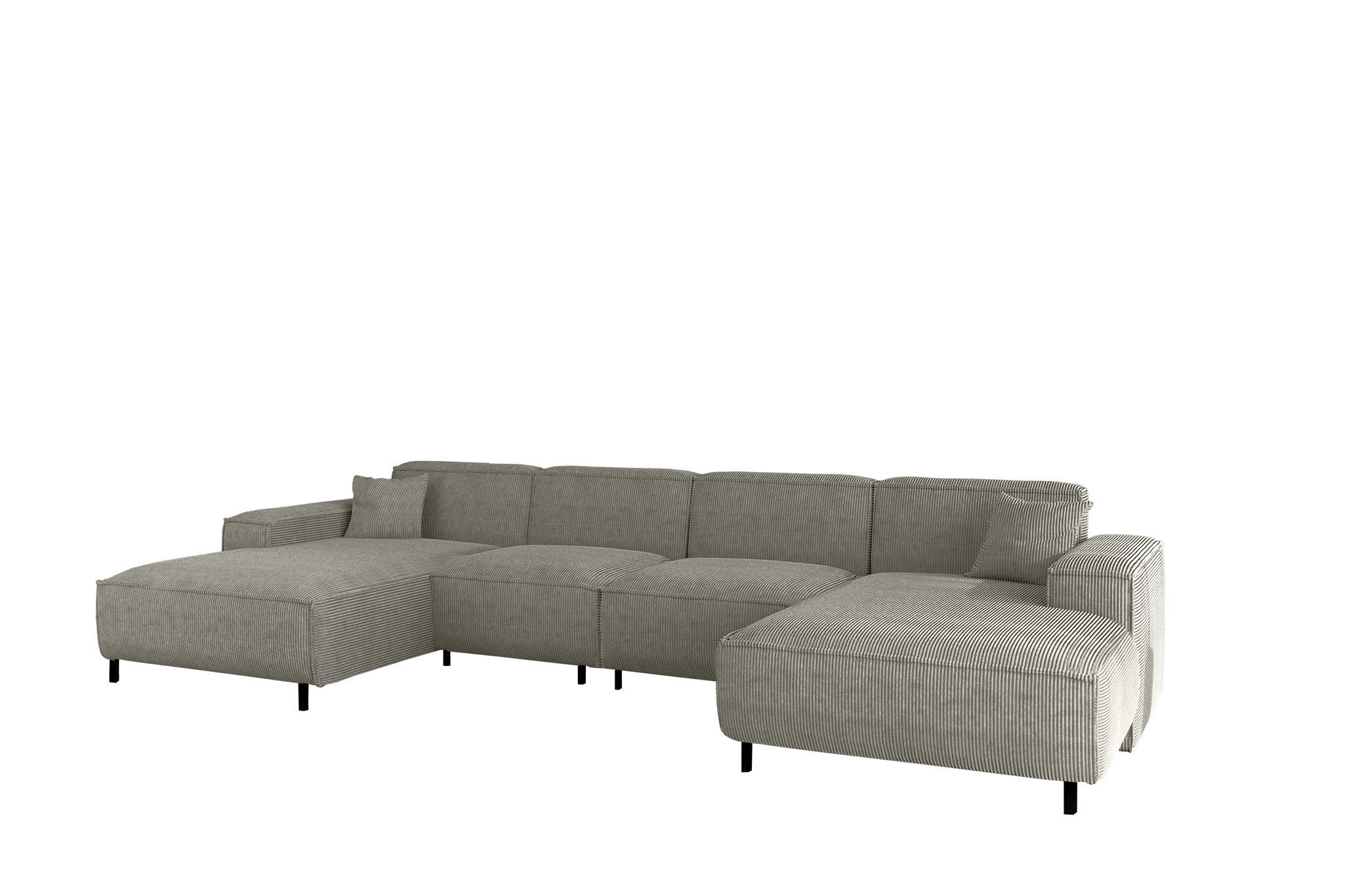 WOHNLANDSCHAFT Gloria In Scala - Grau, Holzwerkstoff/Textil (378/73/165cm) - Fun Möbel