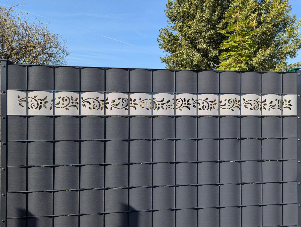 SICHTSCHUTZSTREIFEN PREMIUM Dekor Floral1 Sichtschutz Grün 2,55m - Grün, Kunststoff (255/19cm) - ZAUN|ZU